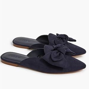 J. Crew Suede Bow Mules. Navy. Size 8.5